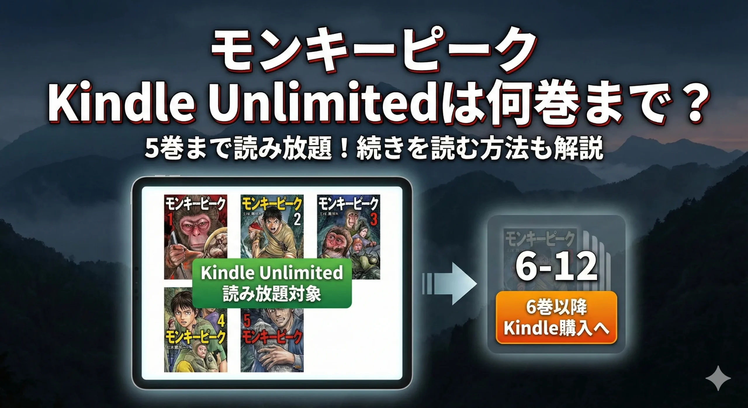 モンキーピーク Kindle Unlimitedは何巻まで？