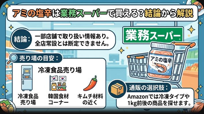 アミの塩辛は業務スーパーで買える？売り場・在庫確認・通販まで解説