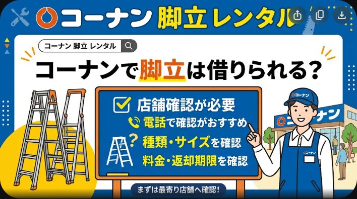 コーナンで脚立レンタルはできる？料金・借り方・代替サービスを解説